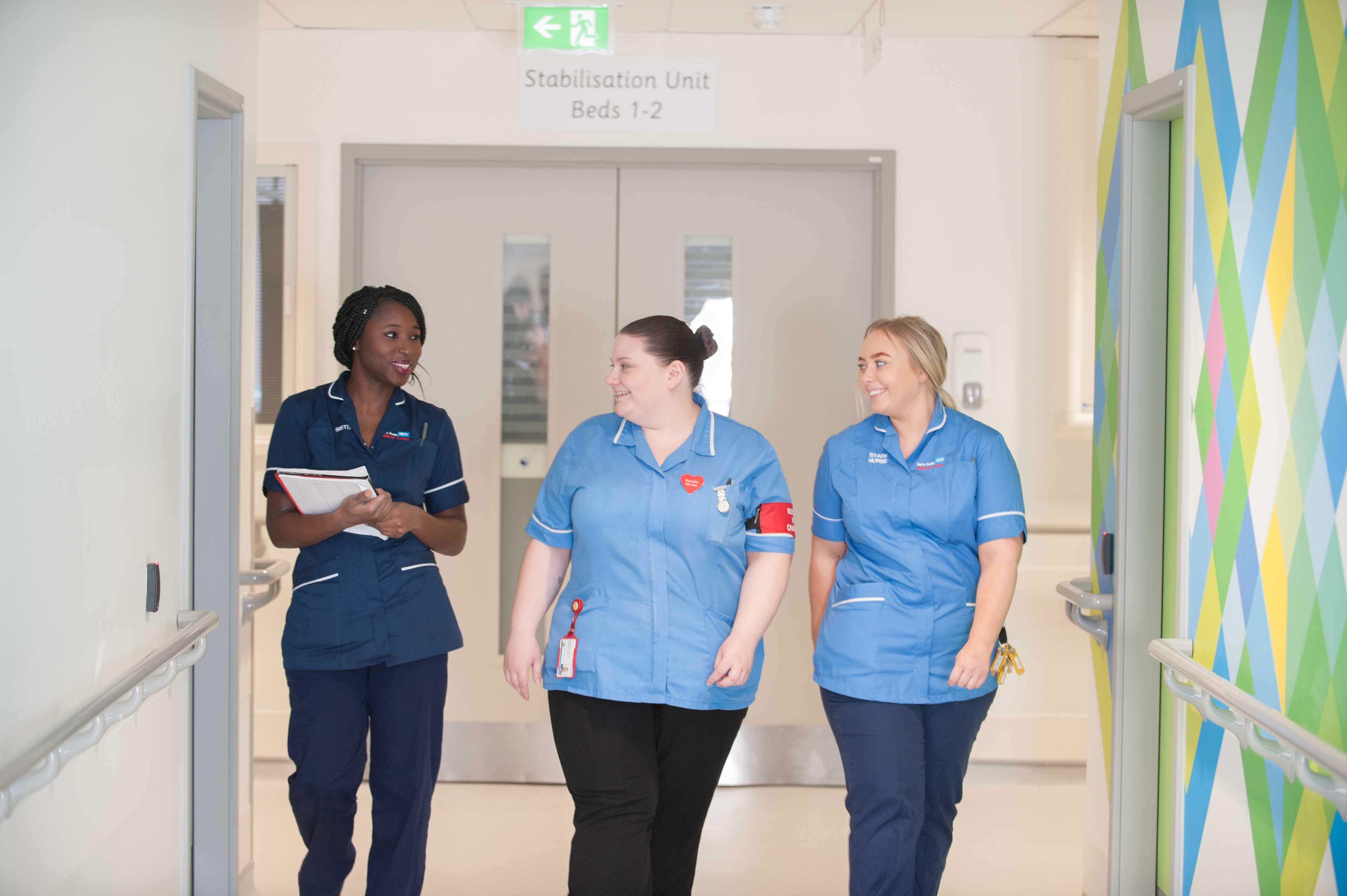 Nurses walking together in Newham Hospital