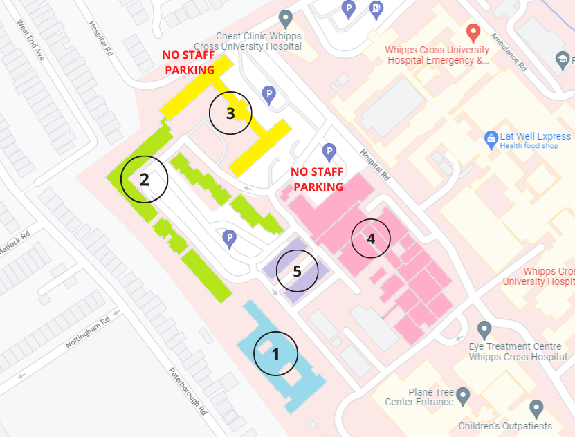 Staff and vistor parking map update