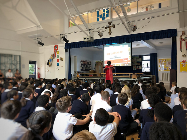 Millie gives a heart assembly as part of the ELOPE programme.