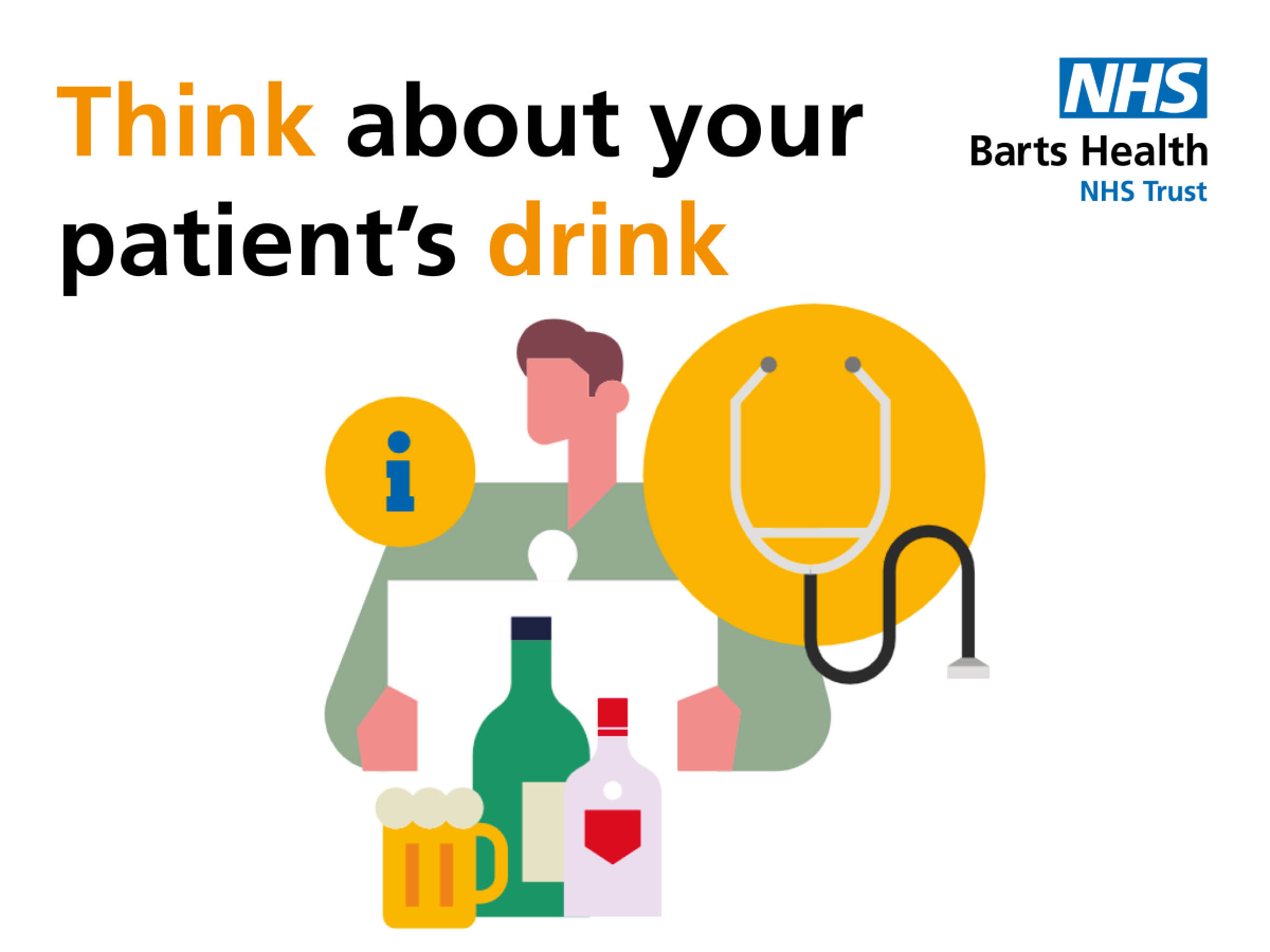 Think about your patient's safety with image from screenscaver used for alcohol awareness week