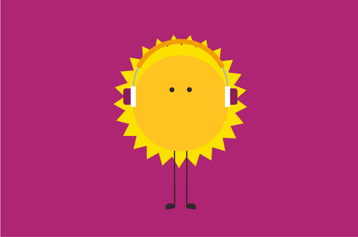 YBH image example showing Sunny with headphones on a pink background