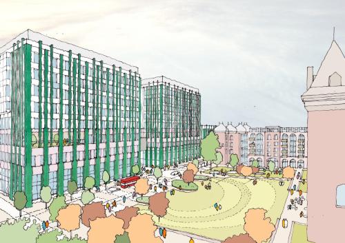 Artists impression of front of new Whipps Cross Hospital